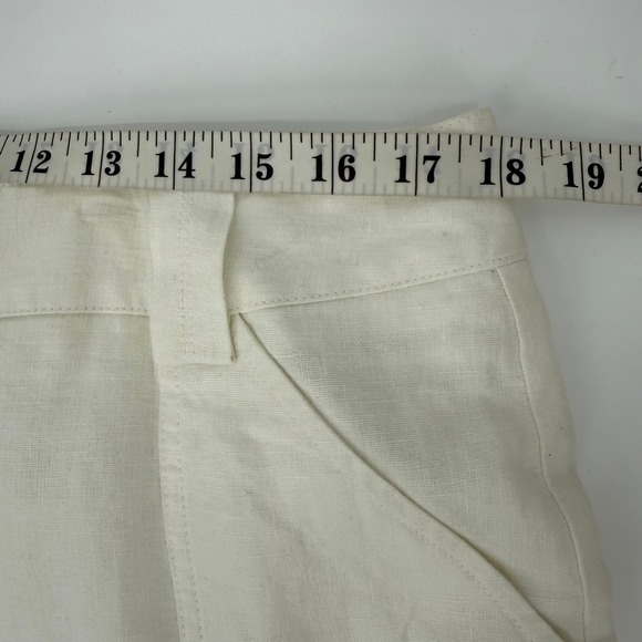 Eddie Bauer Linen A-Line Skirt Women 16 Tall Cream Good Midi Lined Pockets - Picture 4 of 8